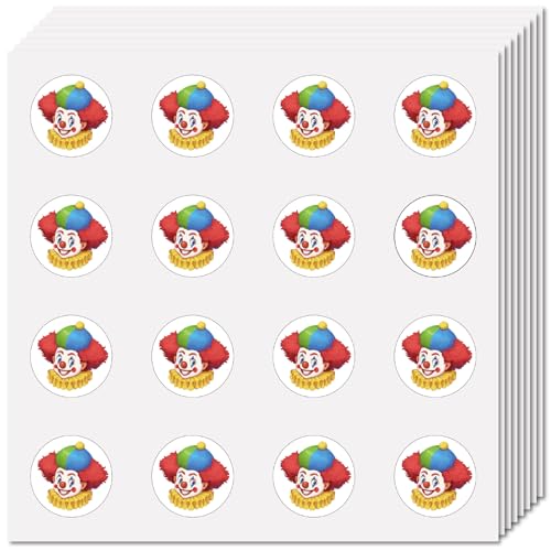 CREATCABIN 128 Stück Clown Aufkleber Kleine Runde Punkte Selbstklebend Wasserfest Planer Aufkleber Massen Scrapbooking Aufkleber Zum Basteln Wasserflaschen Laptop Gepäck Tasse Computer Handy 2.5x2.5cm von CREATCABIN