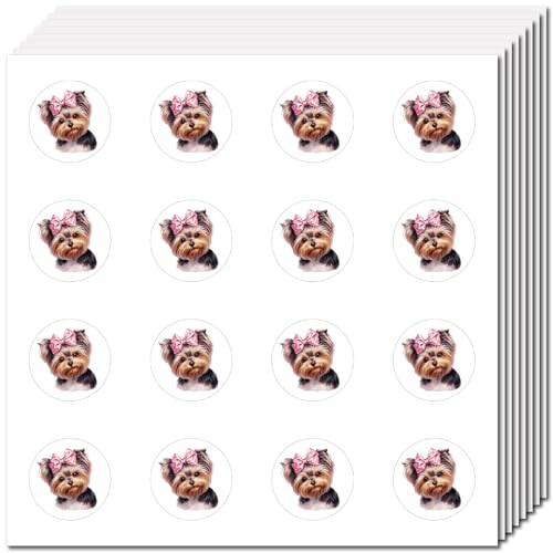 CREATCABIN 128 Stück Hundeaufkleber Kleine Scrapbooking Aufkleber Große Menge Runde Punkte Welpenaufkleber Yorkshire Terrier Selbstklebende Tieraufkleber Für Studenten Wasserflaschen Kalender 2.5cm von CREATCABIN
