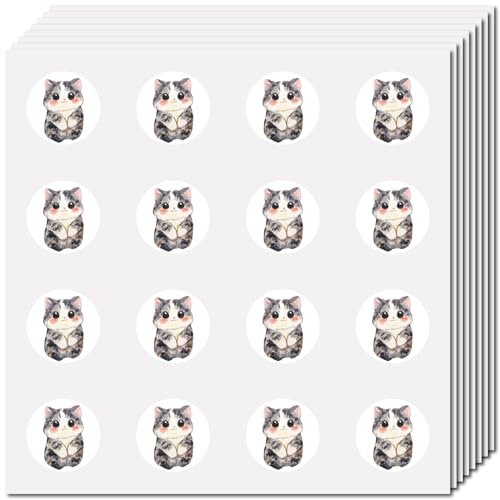 CREATCABIN 128 Stück Kleine Kätzchen Aufkleber Mini Katzen Aufkleber Süßes Cartoon Tier 2.5cm Vinyl Kunststoff Wasserdicht Selbstklebend Runde Etiketten Planer Aufkleber Für Scrapbook Laptop Kalender von CREATCABIN