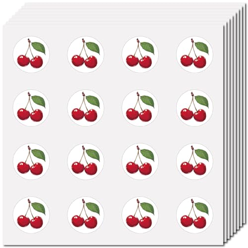 CREATCABIN 128 x Kirschaufkleber Kleine Scrapbooking Aufkleber Große Menge Runde Punkte Rote Fruchtaufkleber Selbstklebende wasserdichte Etikettenaufkleber Verpacken Wasserflaschen Kalendern 2.5cm von CREATCABIN