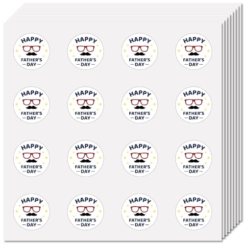 CREATCABIN 128Stück Happy Fathers Day Aufkleber Geschenkanhänger Vatertag Aufkleber Etikett 2.5cm kleine Runde Punkte Papa Bart Brillenaufkleber Party Dekorationen Für Grußkarten Geschenkboxen Laptops von CREATCABIN