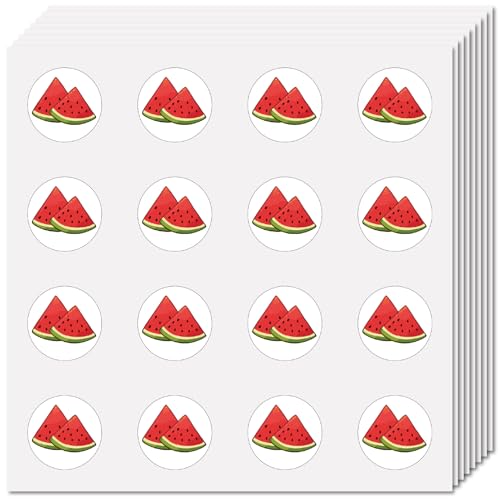 CREATCABIN 128Stück Kleine Wassermelonen Aufkleber Runde Obst Aufkleber Selbstklebend Wasserdicht Runde Punkte Cartoon Aufkleber Massenaufkleber Für Scrapbooking Umschläge Wasserflaschen Laptops 2.5cm von CREATCABIN
