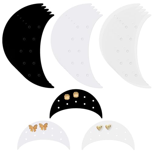 CREATCABIN 15 Stück Mond Acryl Ohrring Displaykarte Ohrstecker Schmuckhalter 10 Loch Ohrring Displaykarte Verwendet Für Die Anzeige Und Aufbewahrung von Ohrringen 9x5cm Klar/Schwarz/Weiß CREATCABIN 15 Stück Mond Acryl Ohrring Displaykarte Ohrstecker Schmuckhalter 10 Loch Ohrring Displaykarte Verwendet Für Die Anzeige Und Aufbewahrung von Ohrringen 9x5cm Klar/Schwarz/Weiß von CREATCABIN