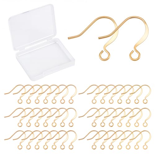CREATCABIN 18K Vergoldete Ohrringhaken 1 Box 200 Stück Spule Und Kugel Baumeln Ohrhaken Angelhaken Messing Flache Ohrringherstellung Kit Zubehör Für DIY Ohrring Schmuckherstellung 16 x 14mm von CREATCABIN