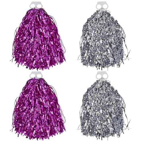 CREATCABIN 2 Set Cheerleading Pompons Aus Metallicfolie Kunststoff Pompons Mit Griff Für Spiel Sportmannschaften Tanzparty Fußball Basketball Club Spirit Sports Bühnenauftritt Feier Lila/Silber CREATCABIN 2 Set Cheerleading Pompons Aus Metallicfolie Kunststoff Pompons Mit Griff Für Spiel Sportmannschaften Tanzparty Fußball Basketball Club Spirit Sports Bühnenauftritt Feier Lila/Silber von CREATCABIN