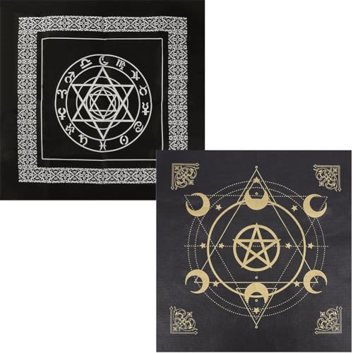 CREATCABIN 2 Stück Altartuch Mond Sonne Stern Pentagramm Himmlisches Tarotdeck Spiritueller Wandteppich Tischdecke Kraft Heiliges Tuch Astrologie Für Wahrsagerei Hexereizubehör Heidnisch-Schwarz CREATCABIN 2 Stück Altartuch Mond Sonne Stern Pentagramm Himmlisches Tarotdeck Spiritueller Wandteppich Tischdecke Kraft Heiliges Tuch Astrologie Für Wahrsagerei Hexereizubehör Heidnisch-Schwarz von CREATCABIN