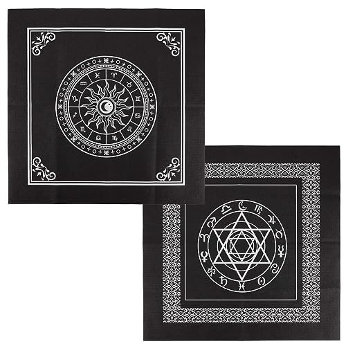 CREATCABIN 2 Stück Altartuch Sonne Pentagramm Himmelskonstellation Tarotkartendeck Spiritueller Wandteppich Tischdecke Macht Heiliges Tuch Astrologie Für Wahrsagerei Hexereizubehör Heidnisch 50 cm von CREATCABIN