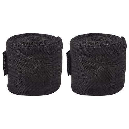 CREATCABIN 2 Stück Box Handbandagen Innenhandschuhe Daumenschlaufen Bandagen Elastisch Gepolstert Faustschutz Unter Handschuhen Muay Thai MMA Kickboxen Kampfsport Schlagtraining 300x5cm Schwarz von CREATCABIN
