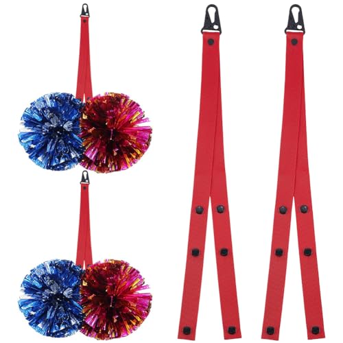 CREATCABIN 2 Stück Pom Pom Halter Gurte Für Cheerleader Zubehör Polyester Cheer Pom Halter Tragbare Rote Rucksackgurte Pom Poms Cheerleading Verstellbare Cheer Taschengurte Für Cheer Sachen 2.5x50cm von CREATCABIN