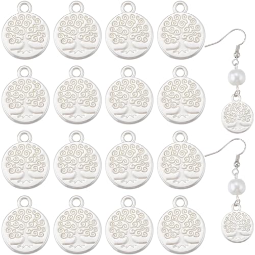 CREATCABIN 20 Stück Lebensbaum Anhänger Charms Matt Gravur Flache Runde Anhänger Legierung 925 Sterling Silber Plattierte Verbindungsstücke Manuelle Schmuckherstellung Für Armband Ohrring 19x15x2mm CREATCABIN 20 Stück Lebensbaum Anhänger Charms Matt Gravur Flache Runde Anhänger Legierung 925 Sterling Silber Plattierte Verbindungsstücke Manuelle Schmuckherstellung Für Armband Ohrring 19x15x2mm von CREATCABIN