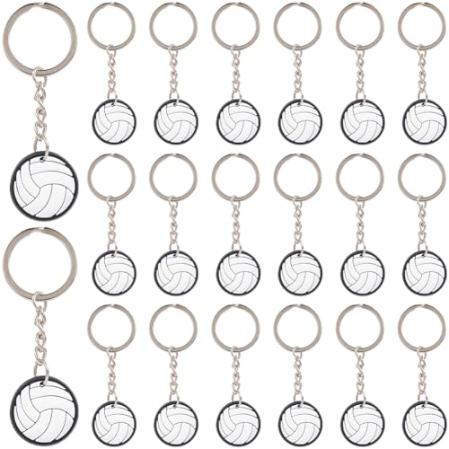 CREATCABIN 20 Stück Volleyball Schlüsselanhänger Große Sportbälle Schlüsselanhänger Mit Schlüsselanhängern Legierung Weiße Anhänger PVC Kunststoff Charms Schlüsselanhänger Zubehör Für Autoschlüssel von CREATCABIN
