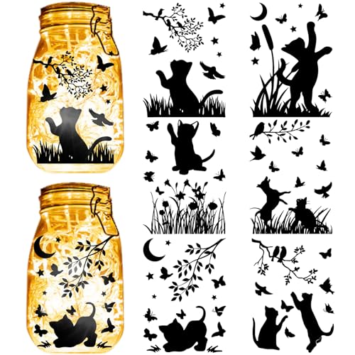CREATCABIN 24 Blatt 6 Stile,Schwarze Katze,Einmachglas-Aufkleber,Schmetterlingsaufkleber,Stanzschnitte,Silhouetten,Selbstklebend,PVC,Wasserdicht,Für Laternen,Gläser,Wand,Fenster,Glas,Telefone,20x15cm CREATCABIN 24 Blatt 6 Stile,Schwarze Katze,Einmachglas-Aufkleber,Schmetterlingsaufkleber,Stanzschnitte,Silhouetten,Selbstklebend,PVC,Wasserdicht,Für Laternen,Gläser,Wand,Fenster,Glas,Telefone,20x15cm von CREATCABIN