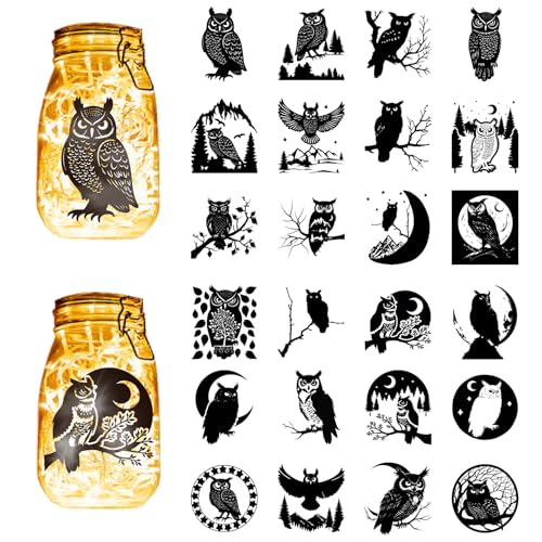CREATCABIN 24 Stück 24 Stile Tier Silhouette Aufkleber Aufkleber Für Glasgefäße Eule Vogel Maurer PVC Selbstklebend Wasserfest Gestanzte Aufkleber Für Scrapbook Laternen Gläser Fenster Basteln 10x9cm CREATCABIN 24 Stück 24 Stile Tier Silhouette Aufkleber Aufkleber Für Glasgefäße Eule Vogel Maurer PVC Selbstklebend Wasserfest Gestanzte Aufkleber Für Scrapbook Laternen Gläser Fenster Basteln 10x9cm von CREATCABIN