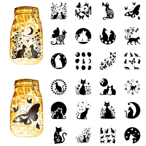 CREATCABIN 24 Stück 24 Stile Tier Silhouette Aufkleber Aufkleber Für Glasgefäße Katze Haustier Selbstklebend Gestanzt Mason Wasserdicht PVC Laternenaufkleber Für Scrapbook Gläser Fenster Glas 10x9cm CREATCABIN 24 Stück 24 Stile Tier Silhouette Aufkleber Aufkleber Für Glasgefäße Katze Haustier Selbstklebend Gestanzt Mason Wasserdicht PVC Laternenaufkleber Für Scrapbook Gläser Fenster Glas 10x9cm von CREATCABIN