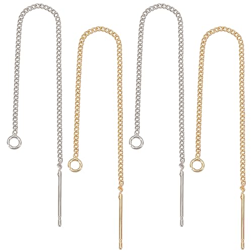 CREATCABIN 24 Stück Ohrfäden Aus Echtem,Mit 18 Karat Gold Platiniertem Messing,Baumelnde Einfädler-Ohrringe 925 Stiften Schlaufen Aus Sterlingsilber Kettenohrringe Für DIY-Schmuckherstellung,8.5 cm CREATCABIN 24 Stück Ohrfäden Aus Echtem,Mit 18 Karat Gold Platiniertem Messing,Baumelnde Einfädler-Ohrringe 925 Stiften Schlaufen Aus Sterlingsilber Kettenohrringe Für DIY-Schmuckherstellung,8.5 cm von CREATCABIN