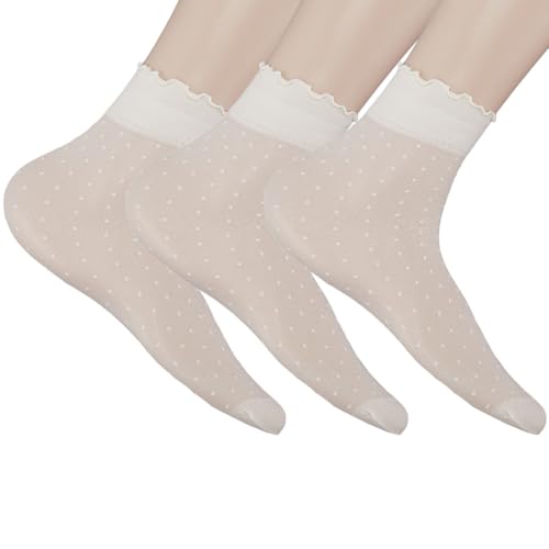 CREATCABIN 3 Paar Transparente Socken Punkten Durchsichtigem Netzstoff Spitzensocken Für Damen Sockenbonbons Ultradünn Spitze Fischnetz Durchsichtig Knöchel Neuheit Lässig Rundhalsausschnitt 28x8cm CREATCABIN 3 Paar Transparente Socken Punkten Durchsichtigem Netzstoff Spitzensocken Für Damen Sockenbonbons Ultradünn Spitze Fischnetz Durchsichtig Knöchel Neuheit Lässig Rundhalsausschnitt 28x8cm von CREATCABIN