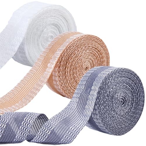 CREATCABIN 3 Stück Saumband Für Hosen Hosenkanten Modifizierte Streifen Saumband Heimdekoration Zum Aufbügeln Für Hosen Anzughosen Vorhänge Kleidung Tischdecken 16.4 Fuß/5.5 Yard Weiß/Grau/Beige von CREATCABIN