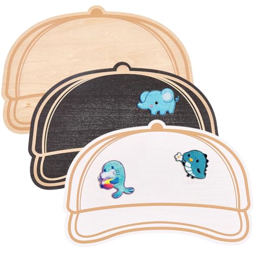 CREATCABIN 3 Stück Vorlage Für Hutaufnäher Trucker Mütze Schwarzes MDF Holz Personalisiertes Truck Cap Design Dünne Bretter Patch Layout Zum Erstellen Und Entwerfen Stilvoller DIY Caps 14.6x22x0.3cm von CREATCABIN