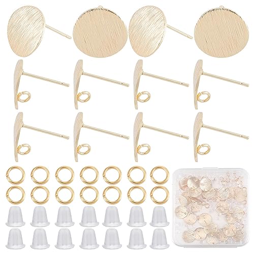 CREATCABIN 30 Stück 18K Vergoldetes Messing, Runde Ohrstecker, Ohrstecker Mit Ösenzubehör, Komponenten, 30 Stück Offener Biegering, 100 Stück Kunststoff-Ohrmuttern Für DIY-Schmuckherstellung, 12 mm CREATCABIN 30 Stück 18K Vergoldetes Messing, Runde Ohrstecker, Ohrstecker Mit Ösenzubehör, Komponenten, 30 Stück Offener Biegering, 100 Stück Kunststoff-Ohrmuttern Für DIY-Schmuckherstellung, 12 mm von CREATCABIN
