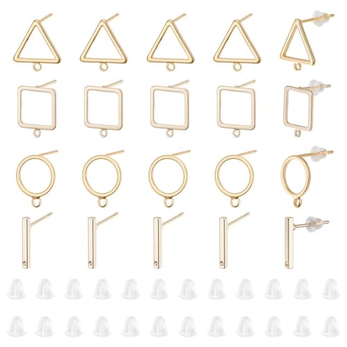 CREATCABIN 32 Stück Ohrstecker Aus 18 Karat Vergoldetem Messing,Geometrische Ohrstecker,Ohrstecker,Dreieck,Kreis,Quadrat,Ohrstecker Mit Schlaufe,Schmuckherstellung,Basteln,DIY-12.5x12mm,4 Stil CREATCABIN 32 Stück Ohrstecker Aus 18 Karat Vergoldetem Messing,Geometrische Ohrstecker,Ohrstecker,Dreieck,Kreis,Quadrat,Ohrstecker Mit Schlaufe,Schmuckherstellung,Basteln,DIY-12.5x12mm,4 Stil von CREATCABIN