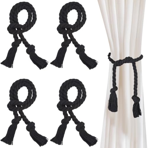 CREATCABIN 4 Packung Raffhalter Für Vorhänge Seil Handgefertigt Ländliche Dekorative Vorhanghalter Baumwollseil Minimalismus Ländliche Heimdekoration Elegante Raffhalter 4.5x4.5cm Schwarz CREATCABIN 4 Packung Raffhalter Für Vorhänge Seil Handgefertigt Ländliche Dekorative Vorhanghalter Baumwollseil Minimalismus Ländliche Heimdekoration Elegante Raffhalter 4.5x4.5cm Schwarz von CREATCABIN
