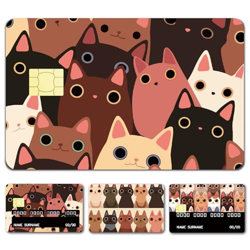 CREATCABIN 4 Stile Katzen Kreditkarten Skins Debitkarten Skin Aufkleber Cartoon Design Keine Blasen Schlanke Personalisierte Bankkarten Schutzaufkleber PVC Für Transport Schlüsselkarten 18.6x13.7cm von CREATCABIN