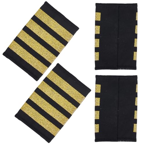 CREATCABIN 4 Stück Schulterklappen Epauletten Hartfaserplatte Anker Schulterklappenabzeichen Schwarze Epauletten Wachleute Vier Balken Goldene Streifen Kapitän Epaulettenschieber Für Cosplay 5.2x8cm CREATCABIN 4 Stück Schulterklappen Epauletten Hartfaserplatte Anker Schulterklappenabzeichen Schwarze Epauletten Wachleute Vier Balken Goldene Streifen Kapitän Epaulettenschieber Für Cosplay 5.2x8cm von CREATCABIN