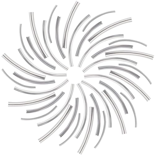 CREATCABIN 40 Stück gebogene Röhrenperlen, Nudelperlen, 925er Sterlingsilber, Messing, schlank, lang, großes Loch, Abstandshalter, Verbindungen, Großpackung für DIY-Schmuckherstellung, Armbänder, CREATCABIN 40 Stück gebogene Röhrenperlen, Nudelperlen, 925er Sterlingsilber, Messing, schlank, lang, großes Loch, Abstandshalter, Verbindungen, Großpackung für DIY-Schmuckherstellung, Armbänder, von CREATCABIN