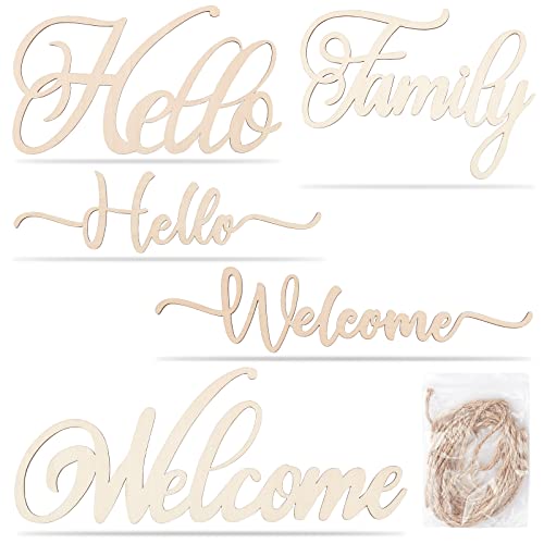 CREATCABIN 5 Set 5 Stil Holzschild Ausschnitt Hallo Familie Willkommen Holzbuchstaben Schilder DIY Block Wörter Schild Unlackiertes Holz Buchstabenschild Für Haustür Veranda Party Weihnachtsdekoration CREATCABIN 5 Set 5 Stil Holzschild Ausschnitt Hallo Familie Willkommen Holzbuchstaben Schilder DIY Block Wörter Schild Unlackiertes Holz Buchstabenschild Für Haustür Veranda Party Weihnachtsdekoration von CREATCABIN