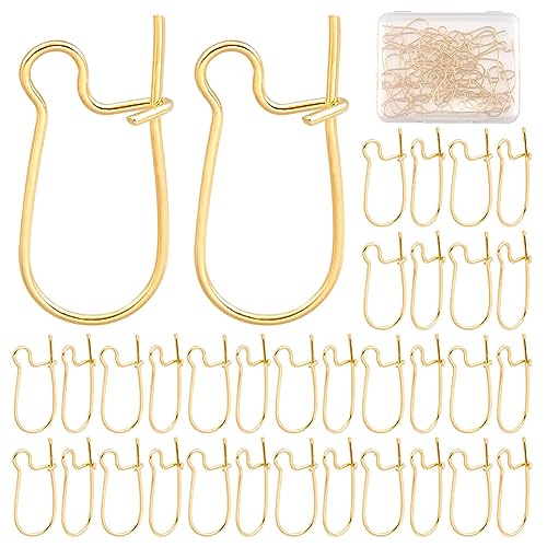 CREATCABIN 50 Stück 18K Vergoldetes Messing-Ohrring-Haken-Ohr-Draht-Reifen-Ohrhänger-Ohrstecker Für DIY-Schmuckherstellung,Mann-Frauen-Ohrring-Zubehör,19 x 9 x 4 mm von CREATCABIN