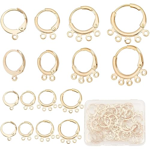 CREATCABIN 50 Stück 4 Stile 24K Vergoldeter Edelstahl Huggie Creolen Brisur-Ohrringzubehör Ohrringhaken Mit Horizontalen Schlaufen Für Frauen DIY Schmuckherstellung Kunsthandwerk,Bohrung: 1.2~1.5 mm von CREATCABIN