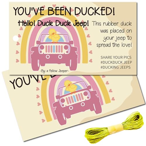 CREATCABIN 50 Stück You'Ve Been Ducked-Karten,Entenanhänger,Regenbogen-Ente,Ente,Jeep-Anhänger,Ducking,DIY-Jeep-Entenkarte Für Gummi-Enten-Jeeps,Auto-Dekoration,Geschenk,8.75x5cm-Hallo Ente,Enten-Jeep CREATCABIN 50 Stück You'Ve Been Ducked-Karten,Entenanhänger,Regenbogen-Ente,Ente,Jeep-Anhänger,Ducking,DIY-Jeep-Entenkarte Für Gummi-Enten-Jeeps,Auto-Dekoration,Geschenk,8.75x5cm-Hallo Ente,Enten-Jeep von CREATCABIN