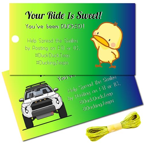 CREATCABIN 50 Stück You'Ve been Ducked-Karten,Entenanhänger,Karte,Ente,Ente,Jeep,Anhänger,Ducking,DIY,Jeep-Ente-Karte Für Gummi-Enten-Jeeps,Auto-Jeeps,Dekoration,Grün,8.75x5cm-Ihre Fahrt Ist Süß von CREATCABIN