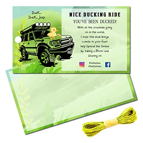 CREATCABIN 50 Stück You've Been Ducked Cards Duck Tags Card Ducking Game DIY Duck Card Mit Loch Und Garn Für Rubber Ducks Car Decor 3.5 x 2 Inch-Nice Ducking Ride(Grasland) von CREATCABIN