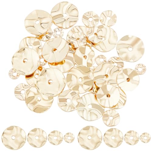 CREATCABIN 56 Stück 18K Vergoldete Messing-Abstandsperlen,Flache Runde Perlen,Gewellte Scheibenperlen,Strukturierte Messingperlen,Gedrehte Abstandshalter,Lose Für DIY Schmuck,Herstellung,4,6,8,10mm CREATCABIN 56 Stück 18K Vergoldete Messing-Abstandsperlen,Flache Runde Perlen,Gewellte Scheibenperlen,Strukturierte Messingperlen,Gedrehte Abstandshalter,Lose Für DIY Schmuck,Herstellung,4,6,8,10mm von CREATCABIN