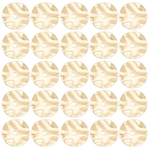 CREATCABIN 60 Stück 18K Vergoldete Messing-Abstandsperlen,Flache Runde Perlen,Gewellte Scheibenperlen,Strukturierte Wellenperlen,Gedrehte Metall-Abstandshalter,Lose Für DIY,Schmuckherstellung,8mm CREATCABIN 60 Stück 18K Vergoldete Messing-Abstandsperlen,Flache Runde Perlen,Gewellte Scheibenperlen,Strukturierte Wellenperlen,Gedrehte Metall-Abstandshalter,Lose Für DIY,Schmuckherstellung,8mm von CREATCABIN