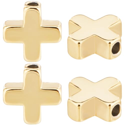 CREATCABIN 60 Stück 18K Vergoldete Messing-Kreuzperlen,Antike Kruzifix-Kreuze,Abstandsperlen,Heilige Charms,Winzige Lose Perlen,DIY-Schmuckherstellung,Zubehör,Bastelzubehör Für,Armband,Ohrringe,8x8mm von CREATCABIN