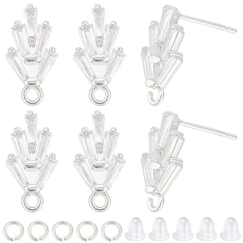 CREATCABIN 6Paar Ohrstecker In Blattform Aus Messing Mit Zirkonia Ohrstecker Kristallblütenblatt Mit Schlaufen Offener Biegering Ohrmutter Für DIY Ohrringe Schmuckherstellung Zubehör 14.2x7.5mm Silber CREATCABIN 6Paar Ohrstecker In Blattform Aus Messing Mit Zirkonia Ohrstecker Kristallblütenblatt Mit Schlaufen Offener Biegering Ohrmutter Für DIY Ohrringe Schmuckherstellung Zubehör 14.2x7.5mm Silber von CREATCABIN