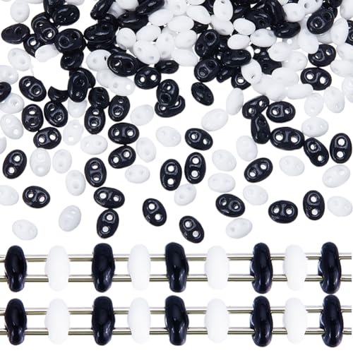 CREATCABIN 80G 2-Loch-Tila-Perlen In 2 Farben,Tschechische Glasperlen,Lose Ovale,Kleine,Undurchsichtige Glasperlen Mit Kunststoffbehälter Zum Basteln von Armbändern,Halsketten,Schwarz,Weiß,5mm CREATCABIN 80G 2-Loch-Tila-Perlen In 2 Farben,Tschechische Glasperlen,Lose Ovale,Kleine,Undurchsichtige Glasperlen Mit Kunststoffbehälter Zum Basteln von Armbändern,Halsketten,Schwarz,Weiß,5mm von CREATCABIN