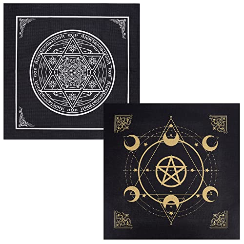 CREATCABIN Altartuch Mond Sonne Stern Pentagramm Himmlisches Tarot-Deck Spiritueller Wandteppich Tischdecke Macht Heiliges Tuch Astrologie Für Wahrsagen Premium-Hexereizubehör Pagan 19.29x19.29 cm von CREATCABIN