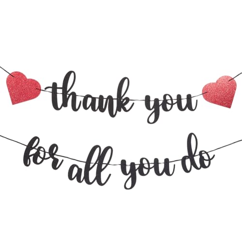 CREATCABIN Banner Aufschrift Danke Für Alles was Sie Tun Thanksgiving Banner Schwarzes Papier Wertschätzungsdekoration Für Mitarbeiter Mitarbeiter Kollegen Hängende Girlande Schild Für Lehrer von CREATCABIN