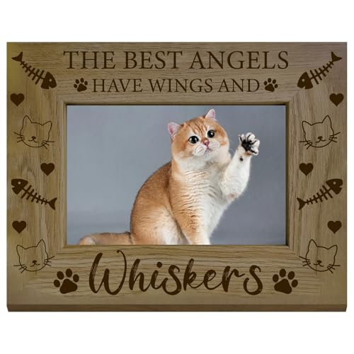 CREATCABIN Bilderrahmen aus Holz mit Aufschrift "The Best Angels Have Wings and Whiskers", für Haustiere, Katzen, Fischgräten, Massivholz, horizontal, stehend, Wandmontage, High-Definition-PVC, für CREATCABIN Bilderrahmen aus Holz mit Aufschrift "The Best Angels Have Wings and Whiskers", für Haustiere, Katzen, Fischgräten, Massivholz, horizontal, stehend, Wandmontage, High-Definition-PVC, für von CREATCABIN