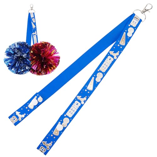 CREATCABIN Blauer Pom Pom Halter Cheer Bogen Halter Rucksack Zubehör Cheer Gurt Mit Cheerleader Tags Pompones Schutzclips Pin Halter Rucksack Dekoration Für Geschenke von Teenager Sportteams 37cm von CREATCABIN