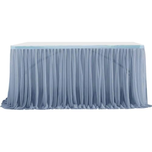 CREATCABIN Blauer Tischrock 6FT Tischrock Tüll Schreibtischröcke Tischdekoration Für Geburtstag Hochzeit Party Teambuilding Dessert Tischdecke Tischdecke Mit Klebeband Rechteckige Tische 30x72 Zoll von CREATCABIN