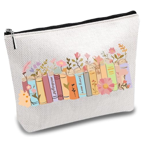 CREATCABIN Blumenbuch Kosmetik Organizer Canvas Reißverschlusstasche Schreibwarentasche Reise Toilettenartikel Tasche Damen Make Up Tools Sammeltasche Für Münzbörsen Handytasche Aufbewahrung 18x25cm von CREATCABIN