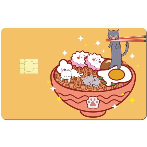 CREATCABIN Cat Ramen-Kreditkarten-Skins,Cartoon-Debitkarten-Skin-Aufkleber,Zum Personalisieren von Bankkarten,Schutzaufkleber,Wasserfest,Entfernbar,Blasenfrei,Schmal,Für Transport,Schlüssel,19x14cm CREATCABIN Cat Ramen-Kreditkarten-Skins,Cartoon-Debitkarten-Skin-Aufkleber,Zum Personalisieren von Bankkarten,Schutzaufkleber,Wasserfest,Entfernbar,Blasenfrei,Schmal,Für Transport,Schlüssel,19x14cm von CREATCABIN