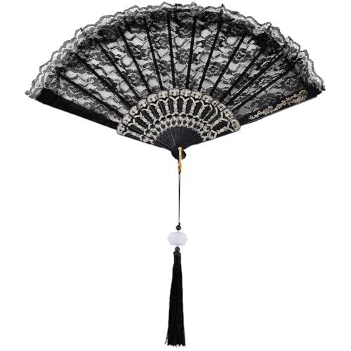 CREATCABIN Faltfächer Schwarzer Spitze Line Dance Popping Fächer Lolita Bestickter Faltbarer Fächer Klappfächer Für Tanzaufführungen Partys Hochzeitsdekor Teeparty Fächer Tragbarer 247x455x20mm CREATCABIN Faltfächer Schwarzer Spitze Line Dance Popping Fächer Lolita Bestickter Faltbarer Fächer Klappfächer Für Tanzaufführungen Partys Hochzeitsdekor Teeparty Fächer Tragbarer 247x455x20mm von CREATCABIN