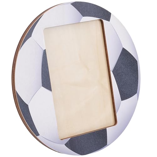 CREATCABIN Fußball Fotorahmen 4"X6" Bilderrahmen Sport Fotorahmen Aus Holz Fußbälle Fotorahmen Zum Aufhängen An Der Wand Oder als Tischdekoration Geschenk Für Teamkollegen Bruder 21x21cm von CREATCABIN