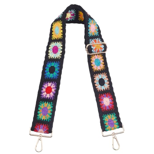 CREATCABIN Gehäkelter Taschengurt Blumenstickerei Goldenen Metallschnallen 2" breit Verstellbar Bunt Blumenmuster Strickhandtaschen Ersatzgürtel Für Gitarre Umhängetasche Tragetasche Schwarz 79x5cm CREATCABIN Gehäkelter Taschengurt Blumenstickerei Goldenen Metallschnallen 2" breit Verstellbar Bunt Blumenmuster Strickhandtaschen Ersatzgürtel Für Gitarre Umhängetasche Tragetasche Schwarz 79x5cm von CREATCABIN