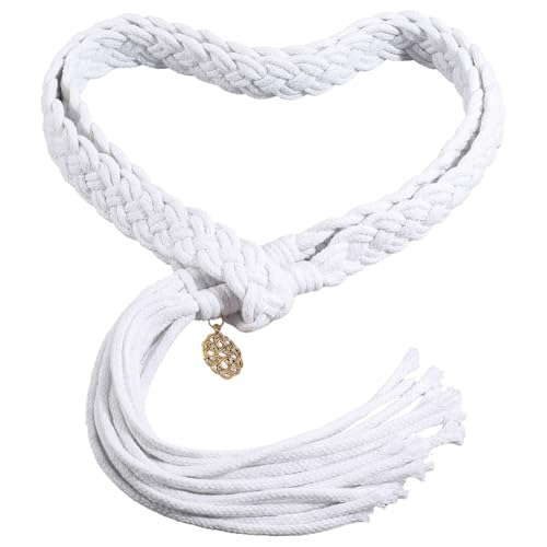 CREATCABIN Handseil Für Hochzeit Elfenbeinweiß Handfasting Kordel Mit Anhängern Dickes Baumwolle Gewebtes Lasso Seil Für Rustikale Hochzeitszeremonie Dekoration Abschlusskordeln Brautgeschenk 199cm von CREATCABIN